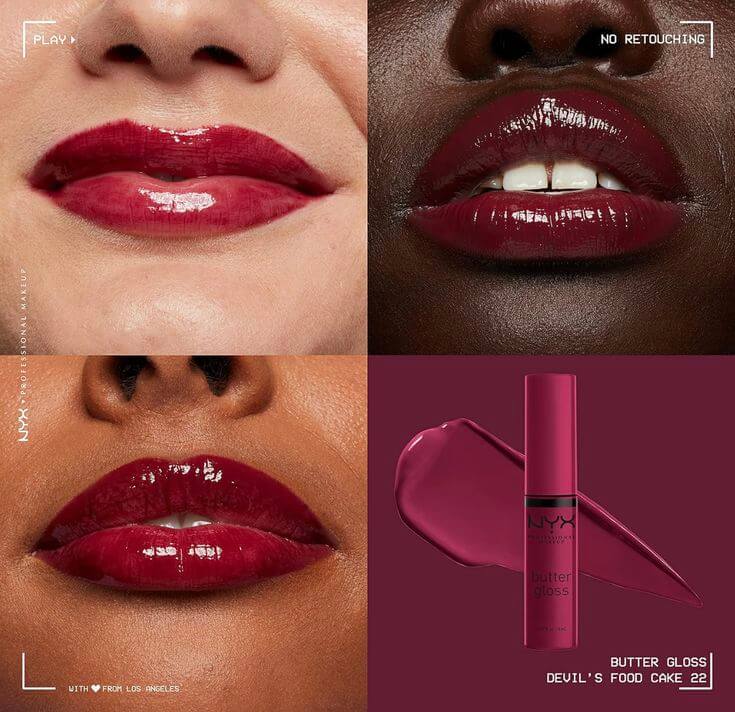 The Perfect Finish for Deep Awesome (Deep Tone) Lips: Deep Berry Lip Gloss! NYX Butter Gloss Devil’s Food Cake