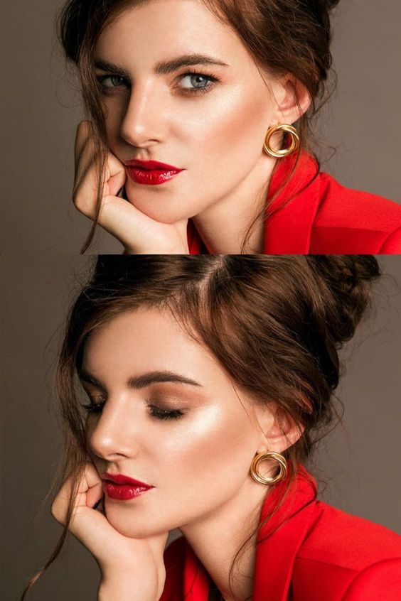 Natural Red lip makeup