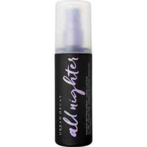 How to use Urban decay all nighter setting spray Step 1. After makeup application, shake bottle well. Step 2. Hold setting spray 8-10 inches away and mist face two to four times, in an “X” and “T” formation. 