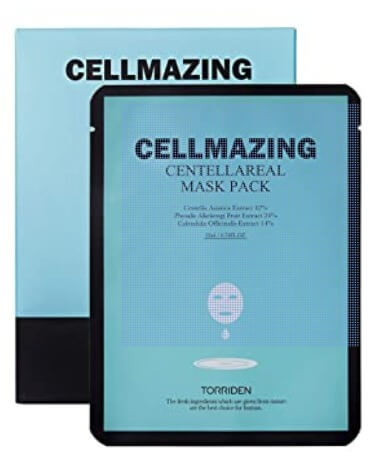 2 Best sheet mask pack for sensitive skin Sheet mask pack for sensitive, Cellmazing Centella Mask Sheet is recommended for dry and oily sensitive skin. It contains ceramide, sodium pcA, hyaluronic acid. 
