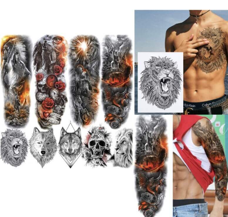 Best 6 temporary tattoo sticker for men Animal design