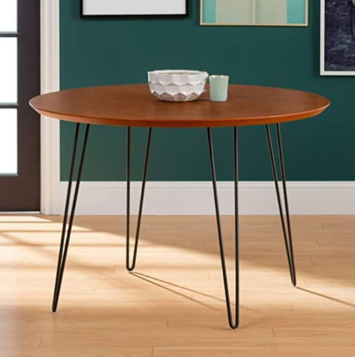 7 Mid Century Modern Round Table & tips 2. Mid Century Modern Dining Table for 4 persons As you can see in the photo above, if the floor is yellow wood, the dark brown walnut table goes well with the whole. 