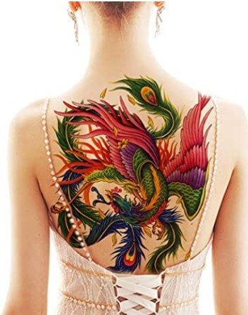 Large temporary tattoo sticker on the back 