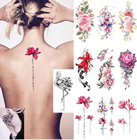 Best 7 temporary tattoo sticker for women Flower tattoo design 