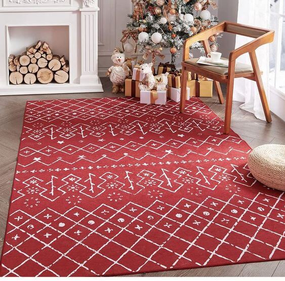 The 14 Best Christmas home decoration sofa 4. Christmas Sofa Rug Thin Red Rug