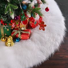 Best 17 Christmas tree decorations 2. Outdoor Christmas tree with ribbon
iMucci 60inch Christmas Tree Skirt 