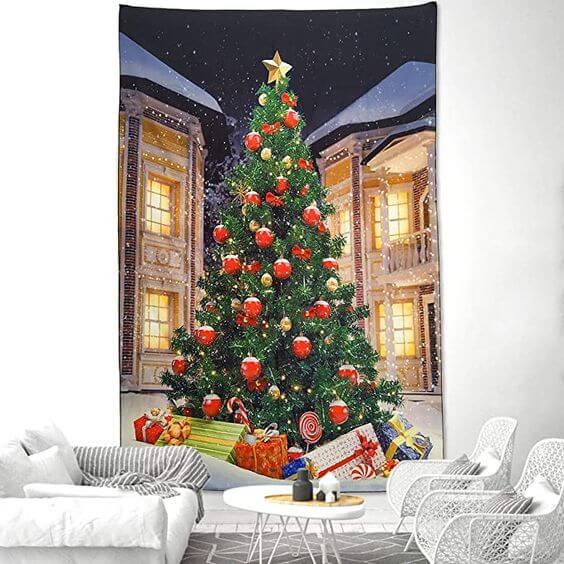 Christmas wall decorations home:Tapestry, Curtain Light 2. Wall Tapestry Christmas 