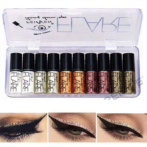 2022 beauty trend: Twinkle Glitter eye makeup Glitter Liquid Eyeliner kit