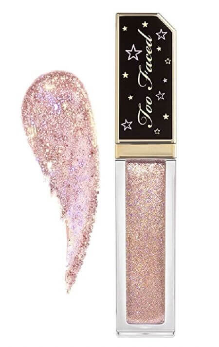 2022 beauty trend: Twinkle Glitter eye makeup Pink with finished Shimmer TOO FACED Twinkle Twinkle Liquid Glitter Eyeshadow - Pink Champagne Sugar