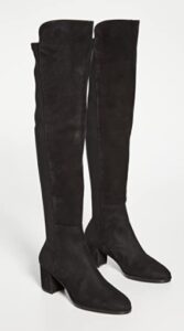 Thigh-high boots: How to wear long boots to match FW 2. Medium skirt  Over-The-Knee Boot with a thick heel