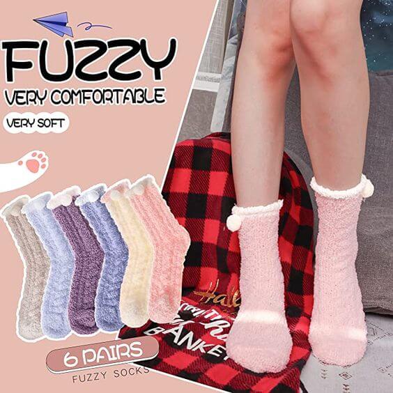 The 10 Best Fuzzy and Fluffy Socks to keep warm for women 1. Ankle Fluffy Sock EBMORE - Womens Fuzzy Socks Slipper Soft Cabin Fleece Cozy Fluffy Stocking Stuffers