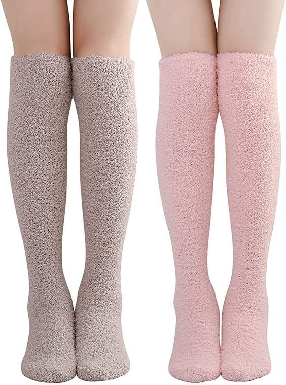 The 10 Best Fuzzy and Fluffy Socks to keep warm for women  2. Long & Thigh High Fuzzy and Fluffy Sock  Soft Warm Fuzzy Knee High Long Winter Cozy Microfiber Socks