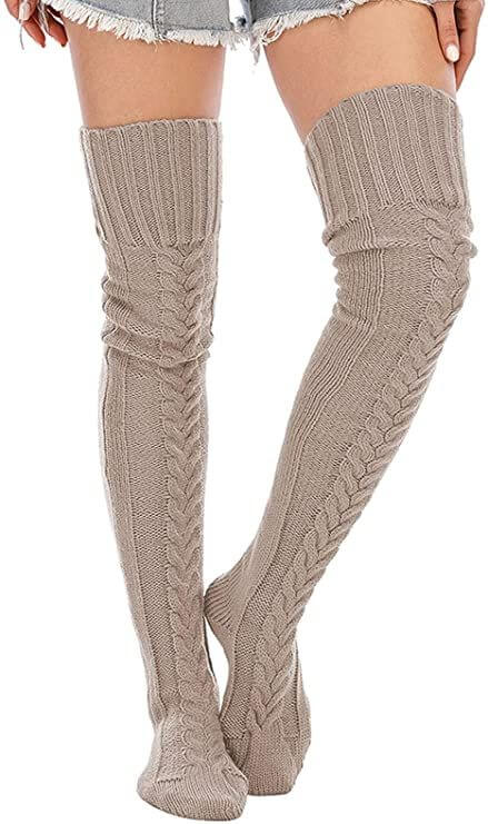 The 10 Best Fuzzy and Fluffy Socks to keep warm for women  2. Long & Thigh High Fuzzy and Fluffy Sock  Women's Cable Knitted Thigh High Boot Socks Extra Long Winter Stockings Over Knee Leg Warmers