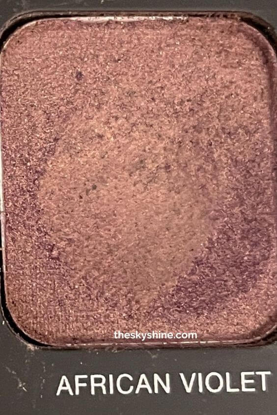 Eyeshadow: Laura Mercier African violet Review Laura Mercier African Violet is a violet copper shimmer color. Also, this is a Luster Eyeshadow gives your eyelids a sophisticated look.