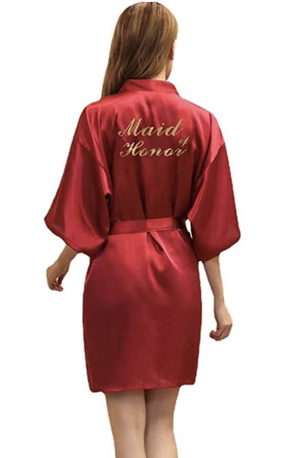 Satin Kimono Robe for Bridesmaid and Bride Wedding Party Getting Ready Short Robe 12 Best Getting Ready Bridal Wedding Robe 2022