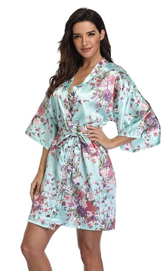 Bride Bridesmaids Robe Satin Wedding Kimono Bridal Dressing Gown Sleepwear