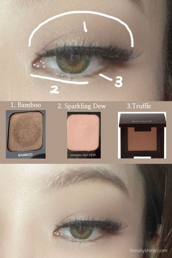 Eyeshadow: Laura Mercier Bamboo Revie how to use Bamboo is a good color to use as a base eyeshadow all over the eyes. If you use it with medium dark brown(Laura Mercier Truffle) or deep dark brown (Laura Mercier espresso bean), you can do seductive eye makeup. 