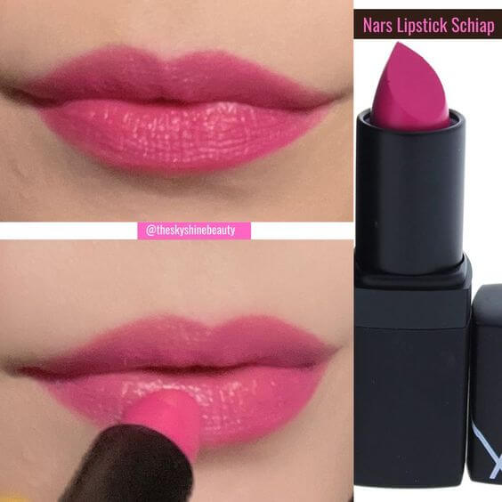 Nars lipstick SCHIAP Review 2. How to use Bold hot pink lip Look