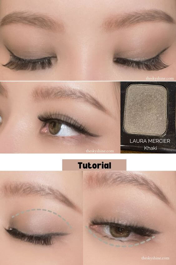 Eyeshadow: LAURA MERCIER Khaki Review 2. How to use Eye makeup using one eyeshadow & Natural green color eye makeup