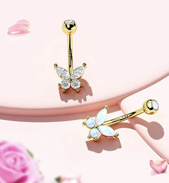 Best 10 Belly Button Rings Piercing 2022 Butterfly Piercing Jewelry The JASEEN 14K Opal and Cubic Butterfly Belly Ring are nickel-free, so even sensitive skin can fit them safely and comfortably. 
