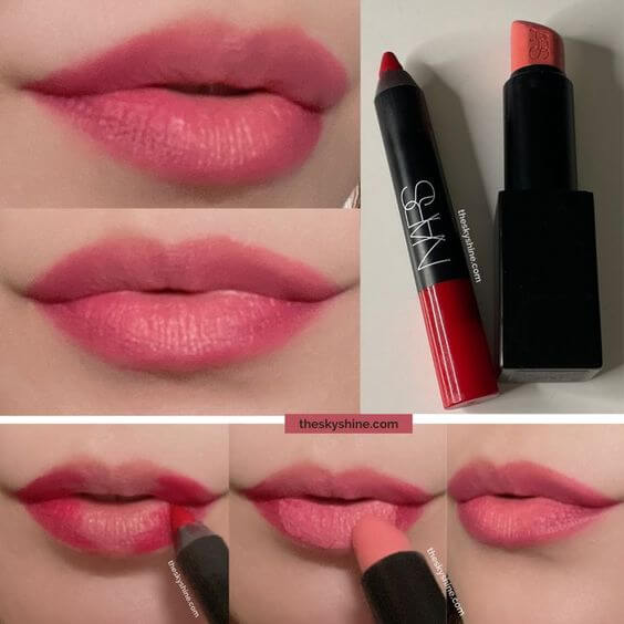 Ombre Coral Lip tutorial 2. Ombre coral red lips 