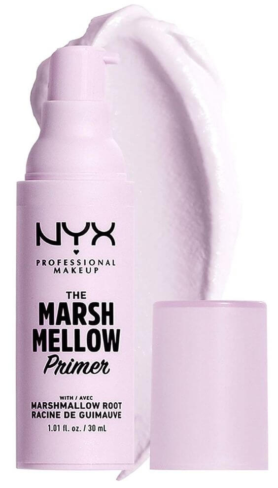 NYX marshmallow primer Pores Oily Skin Review Step 2. Tap a small amount of the NYX marshmallow primer with a sponge and apply it on the t-zone.