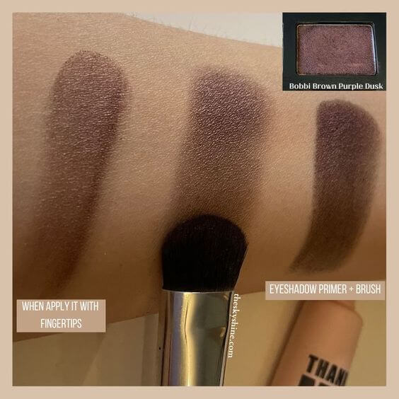 Eyeshadow: Bobbi Brown Purple Dusk Review 1. Color Purple Dusk is a dark purple with a high-shimmer matte finish. The color comes out clearly when used as a brush, and if used with eyeshadow primer, you can create a high-impact look with a single touch.
