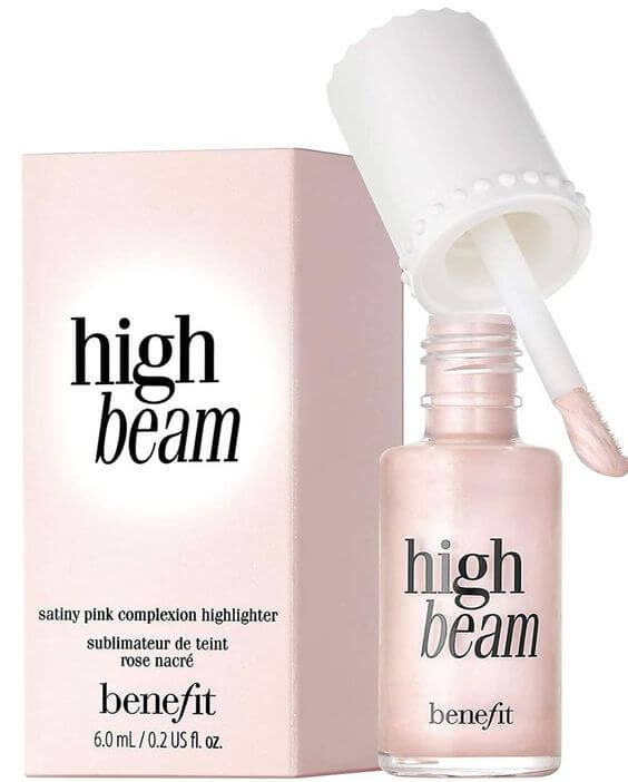Best combination pore makeup products benefit Cosmetics High Beam Liquid Face Pink Highlighte