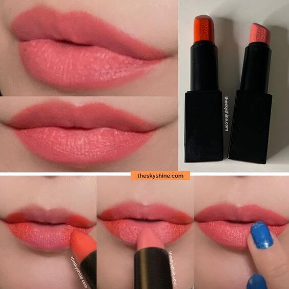 Ombre Coral Lip tutoriall 1. Ombre fluorescent coral orange lips