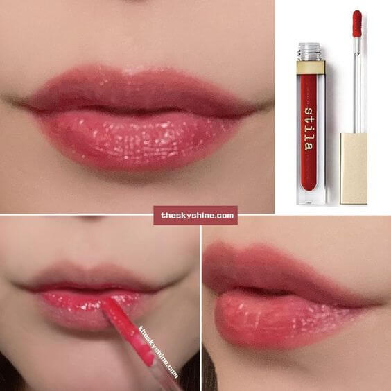 stila Beauty Boss Lip Gloss in the red Review 2. How to use Pure Red lips Pure Red lips