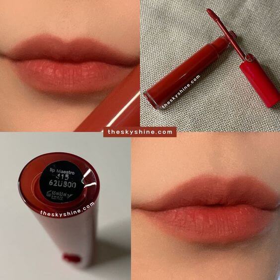 Giorgio Armani Lip Maestro 415 Redwood Women Review 2. How to use Tint Red Lips Look  To create a natural red lip, apply this only to the lower lip first and then rub it with lips.