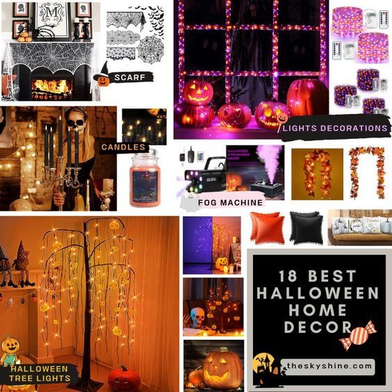 18 Best Halloween Home Decor The easiest and fastest way to Halloween home decor is to set the space first and then buy things.
You can create a noticeable atmosphere in a large empty space. For example, you can decorate fireplaces, walls, and doors with spider mantel scarf, and if you have more space, you can decorate your house with electric lights with Halloween lighting trees. 