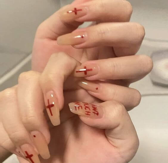 Best 10 Fake Long nails Halloween 2022 2. bloody halloween nails