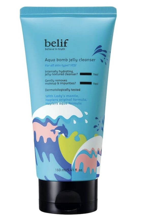 Best 4 Foam Cleanser For Dry & Sensitive Skin Belif Aqua Bomb Jelly Cleanser This jelly cleanser gently removes impurities without stripping the skin’s moisture barrier.