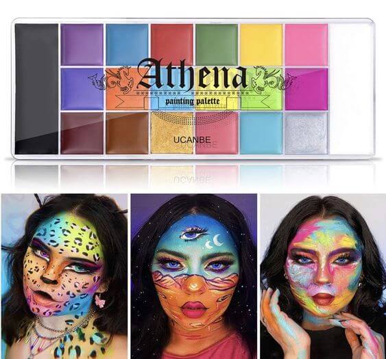 13 Best Halloween Makeup Palette Set 2. Oil-based face and body Paint palette UCANBE Cream Color Palette  20 colors: Richer color-saturated coverage and, easy to wear and easy to wash off with olive oil or waterproof makeup remover.
Skin Type: Dry