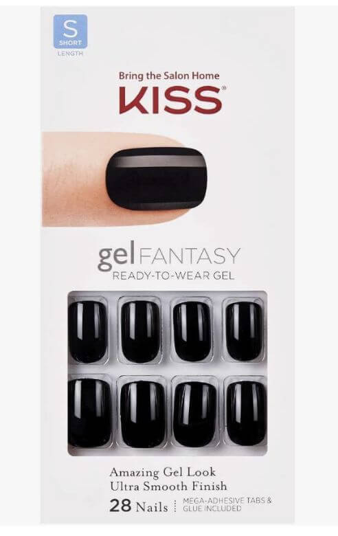9 Best Black Press On Short Nails 1. All Black  KISS gel fantasy