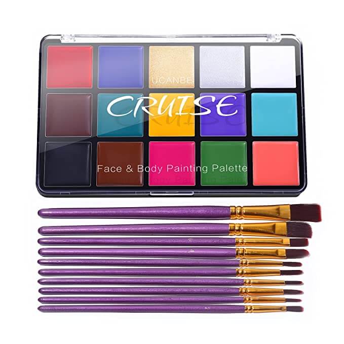 13 Best Halloween Makeup Palette Set 2. Oil-based face and body Paint palette UCANBE It smoothly and easy to blend, and take a long time to dry. It needs to last step, apply setting powder for long-lasting. 