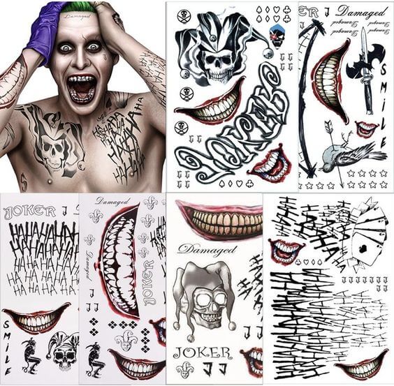 joker 6 Pcs Joker Temporary Tattoo