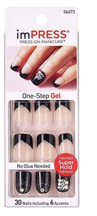 9 Best Black Press On Short Nails 5. Black French 