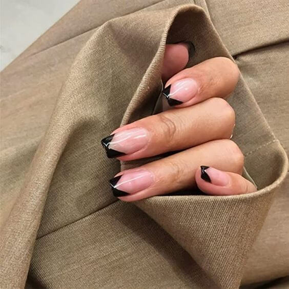 9 Best Black Press On Short Nails 5. Black French 