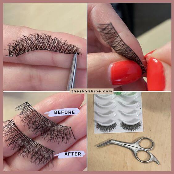 How to Put on Fake Eyelashes For Beginners Step 2. Trim & Remove Clear Glue of Fake Eyelash