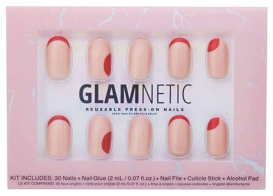 The 10 Best Red Press-On Nails Short Red Press-On Nails Short hot dot Glamnetic Press On Nails 'Hot Dot' creates a modern and unique look with Red Accents cherry-red dots. In addition, round shaped nail helps fingers look longer, and younger look.