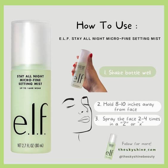 e.l.f. Stay All Night Micro-Fine Setting Mist Review 2. How to apply