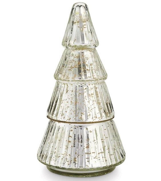 10 Best Decorative Christmas Candles 3.Enjoy the delightful fragrance ChristmasIllume Mercury Glass Tree can light a candle by opening the lid. The gentle and warm scent can instantly create a soft atmosphere during the cold season.
