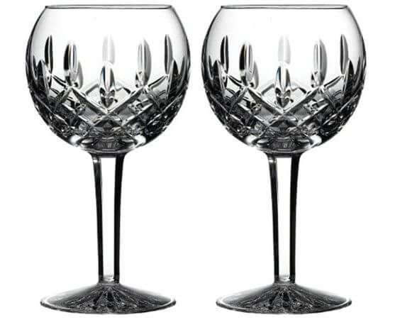 The 7 Best Christmas drinking Wine glasses Stylish Lismore Wine Glasses   Waterford Classic Lismore Balloon Wine Glass Waterford Classic Lismore Balloon Wine Glass can be used in wine, gin cocktails, or even mocktails. And these sparkly wine glass are perfect for gifts, of excellent quality