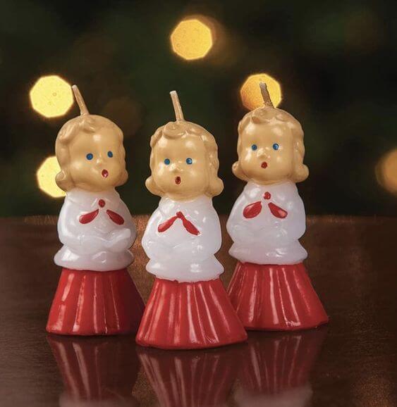 10 Best Decorative Christmas Candles Decorative 1. Vintage Style Angel & Caroler Candles Caroler Candles are cute and lovely just by looking at it, so all ages, from adults to children, can feel happy. 