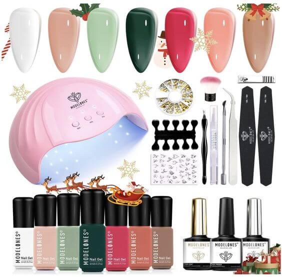 Christmas Gel Nail Polish Kit If you want to keep gel nail strips and nail art stickers on your nails for a long time, I recommend using them with gel nails.