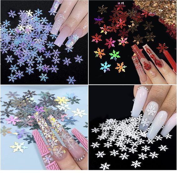 THE 12 BEST SNOWFLAKE NAIL DESIGN IDEAS & PRODUCTS 4. Snowflake Nail Sequins 