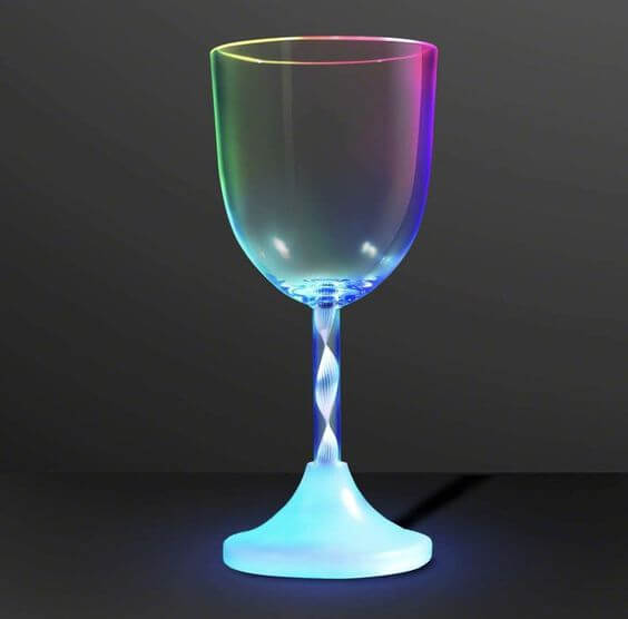 The 7 Best Christmas drinking Wine glasses Light Up Wine Glass Plastic Wine Glasses with Multicolored LED Lights FlashingBlinkyLights Light Up Wine Glass are the best for enjoy party. These use to simple setting color, just press a button.