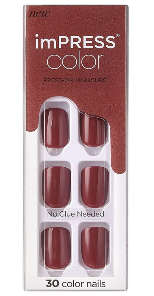 The 10 Best Red Press-On Nails Short Garnet red Nail Press-On Short Nails KISS imPRESS Color Press Garnet Red nails are one of the colors that goes well with autumn and winter. You can complete a mature, calm, and refined image with used it. 